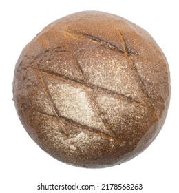 One loaf of rye bread on an isolated white background top view - Shutterstock ID 2178568263