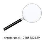 one magnifying glass on a white isolated white background, top view