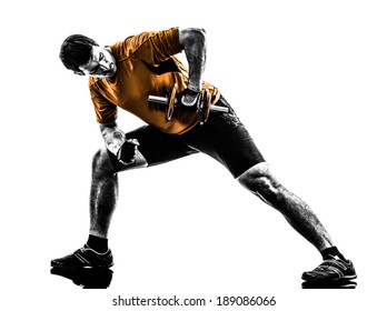 one  man exercising weight training on white background - Powered by Shutterstock