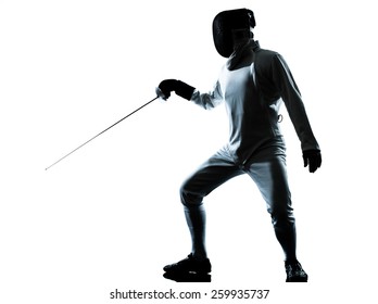 one man fencing silhouette in studio isolated on white background - Powered by Shutterstock