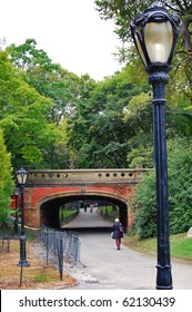 One Of The Many Bridges In Central Park, New York City.