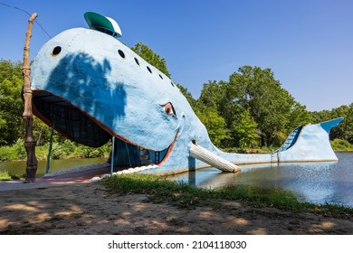 One Of The Many Road Side Attractions Along The Historic Route 66, Here Is The Blue Whale Of Catoosa In Oklahoma.