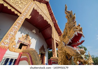 one of the many thai Temple in the city of  Phrae in the north of Thailand.  Thailand, Phrae November, 2018.