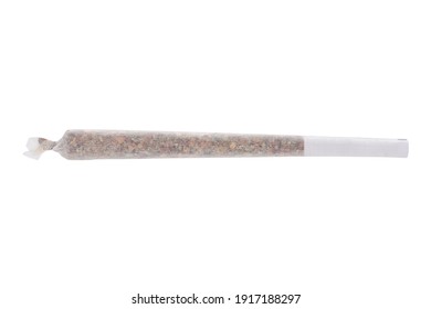 One marijuana joint isolated on white background