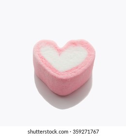 One Marshmallow In Heart Shape Valentine Concept