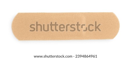 One medical adhesive bandage isolated on white, top view