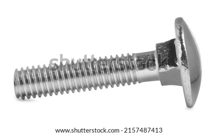 One metal carriage bolt isolated on white