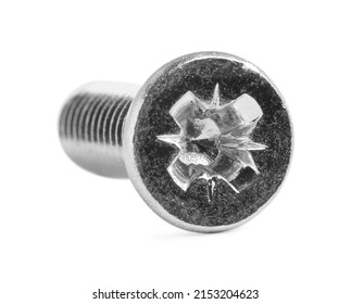 One Metal Machine Screw Bolt Isolated On White