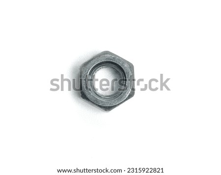 One metal nut isolated on white background