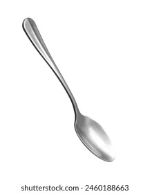 One metal tea spoon isolated on white