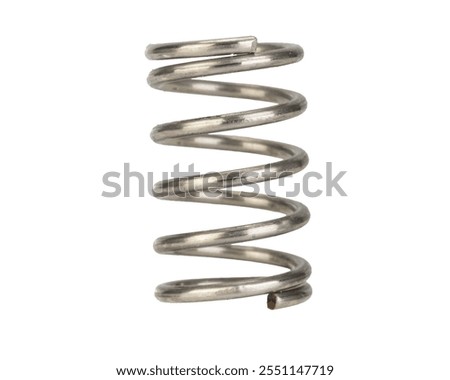 One Metallic Compression Spring Isolated