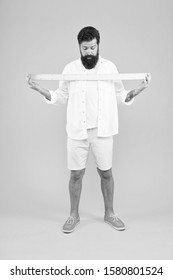 One meter. Big size. Measure. Geometry theorem. Actual size. School teacher. Small little big large. Does size really matter. Man bearded hipster holding ruler. Measure length. Size tall and length. - Shutterstock ID 1580801524