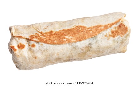  One Mexican Burrito Over White Isolated Background