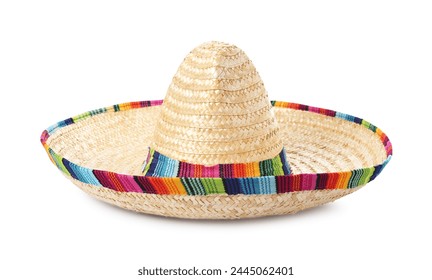 One Mexican sombrero hat isolated on white