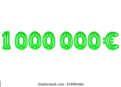 One Million Euros, Green Number And Letter Balloon