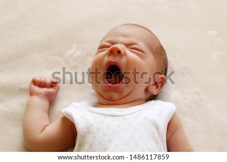 Similar – Baby girl two months old yawning