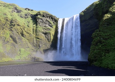 One of the most beautiful waterfalls the Skogafoss waterfall on the Skoga River in southern Iceland 
