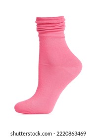 One New Pink Sock Isolated On White