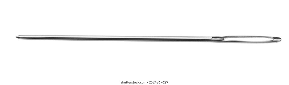 One new sewing needle isolated on white