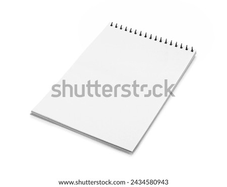 One notebook with blank pages isolated on white