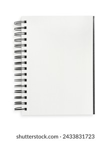 One notebook isolated on white, top view
