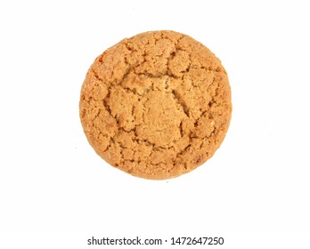 One Oatmeal Cookie On A White Background