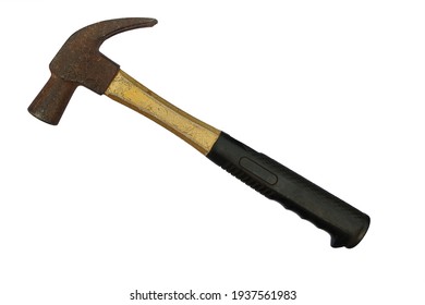 One Old Hammer Isolated On White.