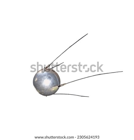 One old Soviet space satellite on a white background.