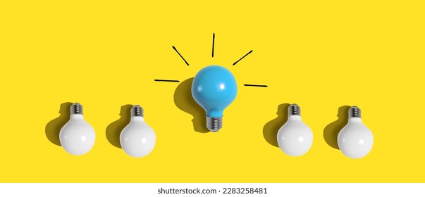 One out unique idea light bulb concept - Flat lay