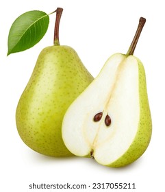 One pear and a half isolated on white background with clipping path. Pear isolated on white background - Shutterstock ID 2317055211
