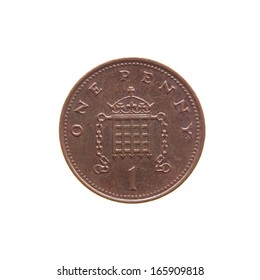 One Penny coin isolated over a white background