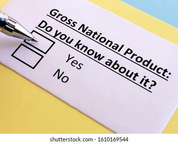 One person is answering question about gross national product. The person knows about it. - Shutterstock ID 1610169544