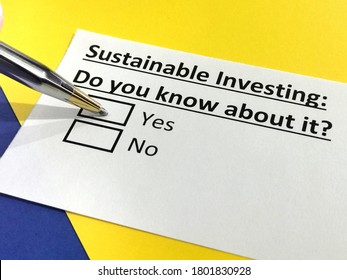 One Person Is Answering Question About Sustainable Investing.