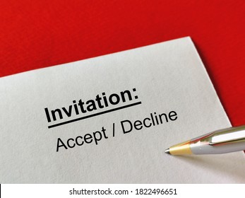 One Person Is Answering Question. He Is Thinking Accept Or Decline The Invitation.