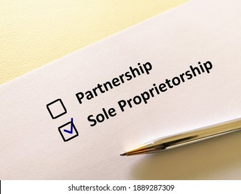 One person is answering question. He chooses sole proprietorship.