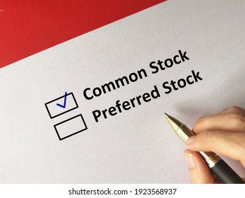 One Person Is Answering Question. He Chooses Common Stock