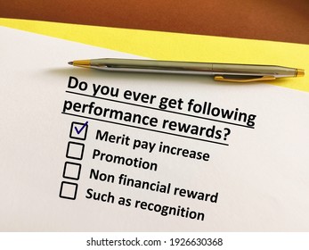 One Person Is Answering Question. He Gets Merit Pay As Performance Rewards.