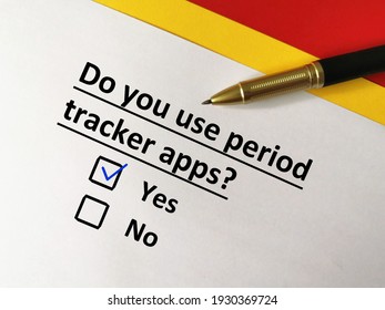 One Person Is Answering Question. The Person Is Using Period Tracker Apps.