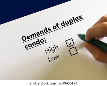 One Person Is Answering Questions. He Thinks The Demands Of Dubplex Condo Is High.