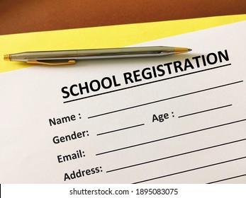 One Person Is Filling Up School Registration.
