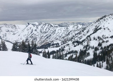 One Person Skiing At Snowbird, Utah