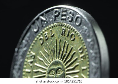 One Peso Coin From Argentina. Economy, Finances Concept