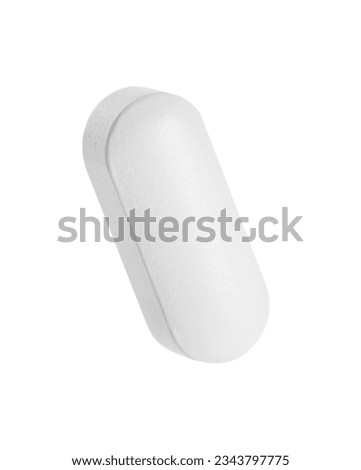 One pill isolated on white. Drug therapy