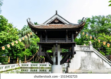 One Pillar Temple, An  Original Temple Was Built In Eleventh Century With Shape Of A Lotus Flower As Seen By Emperor Ly Thai Tong In His Dream. The Temple Is At The Ba Dinh Center Hanoi. 