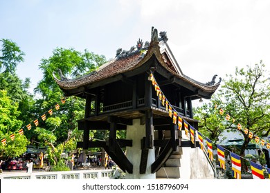 One Pillar Temple, An  Original Temple Was Built In Eleventh Century With Shape Of A Lotus Flower As Seen By Emperor Ly Thai Tong In His Dream. The Temple Is At The Ba Dinh Center Hanoi. 