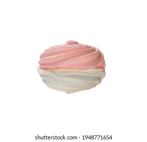 One Pink Marshmellow - Zephyr On White Background, Isolated