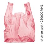 One pink plastic bag isolated on white