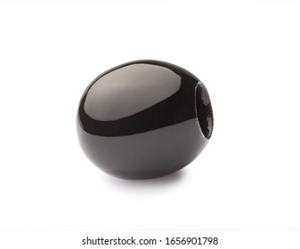 One Pitted Black Olive Isolated On White