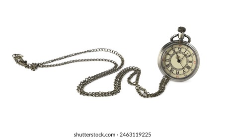 One pocket clock with chain isolated on white - Powered by Shutterstock