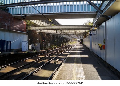 One Point Perspective And Shadows At Train Station Dalmarnock In Glasgow UK